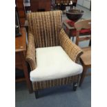 A PAIR OF RUSH WORK CONSERVATORY ARM CHAIR