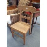 A 19TH CENTURY STRIPPED WOOD SIDE CHAIR