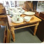 A LATE VICTORIAN PINE FARMHOUSE KITCHEN TABLE