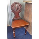 A VICTORIAN MAHOGANY HALL CHAIR