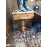 A VICTORIAN MAHOGANY WORK TABLE ON TRIPOD BASE