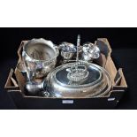 A SILVER PLATED SERVING DISH