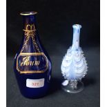 A BRISTOL BLUE DECANTER, 'RUM'