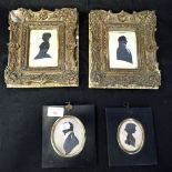 TWO PAIRS OF SILHOUETTE PORTRAIT MINIATURES
