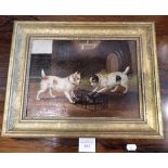 AFTER GEORGE ARMFIELD, A SPORTING DOG SCENE OF A PAIR OF RATTERS WITH A RAT IN A CAGE