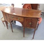A MAHOGANY AND CROSSBANDED BOW FRONT SIDEBOARD IN GEORGE III STYLE