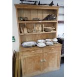 A BEECHWOOD KITCHEN DRESSER