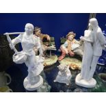 A ROYAL DOULTON FIGURE, two Capo di Monte studies of tramps and similar items