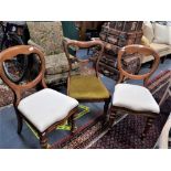 A PAIR OF VICTORIAN BALLOON BACK CHAIRS and another similar