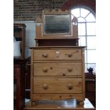 AN EDWARDIAN STRIPPED PINE DRESSING TABLE, 85cm wide