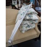 TWO PAIRS OF COUNTRY STYLE GLAZED CHINTZ FLORAL CURTAINS