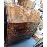 A GEORGE III MAHOGANY BUREAU, 90cm wide