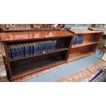 A VICTORIAN MAHOGANY BOOKCASE, 135cm wide and a reproduction teak bookcase