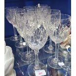 A SET OF TEN EDINBURGH CRYSTAL WINE GOBLETS, 20cm high