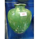 A CHINESE GREEN CRACKLE GLAZE VASE, 20cm high (chip to rim)