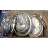 A COLLECTION OF SILVER PLATED OVAL LIDDED SERVING DISHES