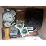 A COLLECTION OF THERMOMETERS, barometers, lighters and sundries
