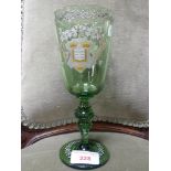 A 'ROEMER' TYPE GREEN GLASS GOBLET