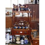 A 19TH CENTURY MAHOGANY TWO TIER WHAT-NOT with a single drawer, 38cm wide