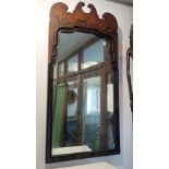 A QUEEN ANNE STYLE WALL MIRROR with chinoiserie decoration, 103cm high x 51cm wide