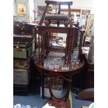 A GEORGE III 'D' TABLE END, A TRIPLE DRESSING TABLE MIRROR, and other small furniture (as lotted)