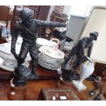 A PAIR OF VICTORIAN SPELTER FIGURES OF LIFEBOAT MEN, 55cms high