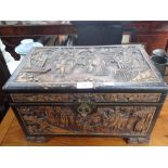 A CARVED CAMPHOR WOOD CHEST