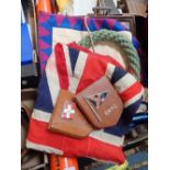 A VINTAGE 'UNION JACK' BOAT FLAG, a R.M.Y.C. plaque and sundries