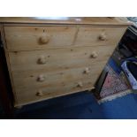 A VICTORIAN STRIPPED PINE CHEST OF DRAWERS, 99cm wide