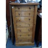 A VICTORIAN OAK WELLINGTON CHEST, 51cm wide