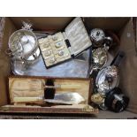 A COLLECTION OF SILVER PLATED CUTLERY and plated wares