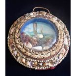 A VICTORIAN CIRCULAR PICTURE OF A BOAT