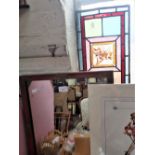 ROWLEY GALLERIES: A RED AND GILT PAINTED EASEL MIRROR