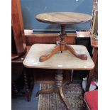 A 19TH CENTURY TRIPOD TABLE, 68cm wide and a circular tripod table (2)