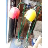 A PAIR OF PETER BLISS POP ART TULIP STANDARD LAMPS, one red, one yellow