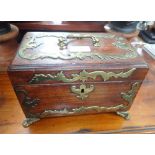 A GEORGE II MAHOGANY TEA CADDY with brass mounts