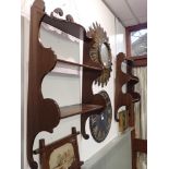 A PAIR OF GEORGE III STYLE MAHOGANY WALL HUNG SHELVES, each, 81cm high x 45cm wide (approx)