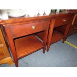 A PAIR OF REPRODUCTION CHERRY BEDSIDE TABLES, each, 56cm wide