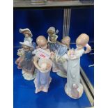 LLADRO; A COLLECTION OF STUDIES OF GIRLS (6) (with boxes)