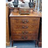 A DUTCH WALNUT COMMODE with tapered legs, 66cm wide