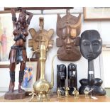 A COLLECTION OF DECORATIVE AFRICAN TRIBAL CARVINGS