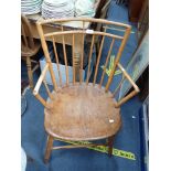 AN EARLY 19TH CENTURY STICK BACK ARMCHAIR