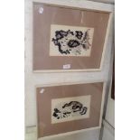 A PAIR OF STYLISED INK DRAWINGS, indistinctly initialled JS and dated 1970