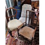 A VICTORIAN UPHOLSTERED CHAIR and others similar (4)