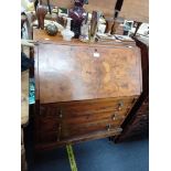 A WALNUT BUREAU, 80cm wide