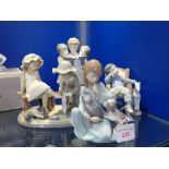 LLADRO; A COLLECTION OF STUDIES OF CHILDREN (4) (with boxes)