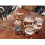 AN EDWARDIAN KETTLE BY 'THE DAVIS GAS STOVE CO LTD', other copper kettles and metalware