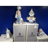 LLADRO; A COLLECTION OF CLOWN FIGURES (4) (with boxes)