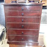 AN EARLY 20TH CENTURY STAINED PINE SIX DRAWER SPECIMEN CHEST with compartmentalised drawers