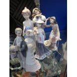 LLADRO; A COLLECTION OF FIGURES to include a bride and groom (5) (all boxed)